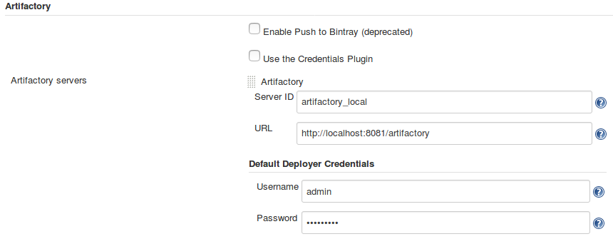 Configuration of the Jenkins Artifactory Plug-in