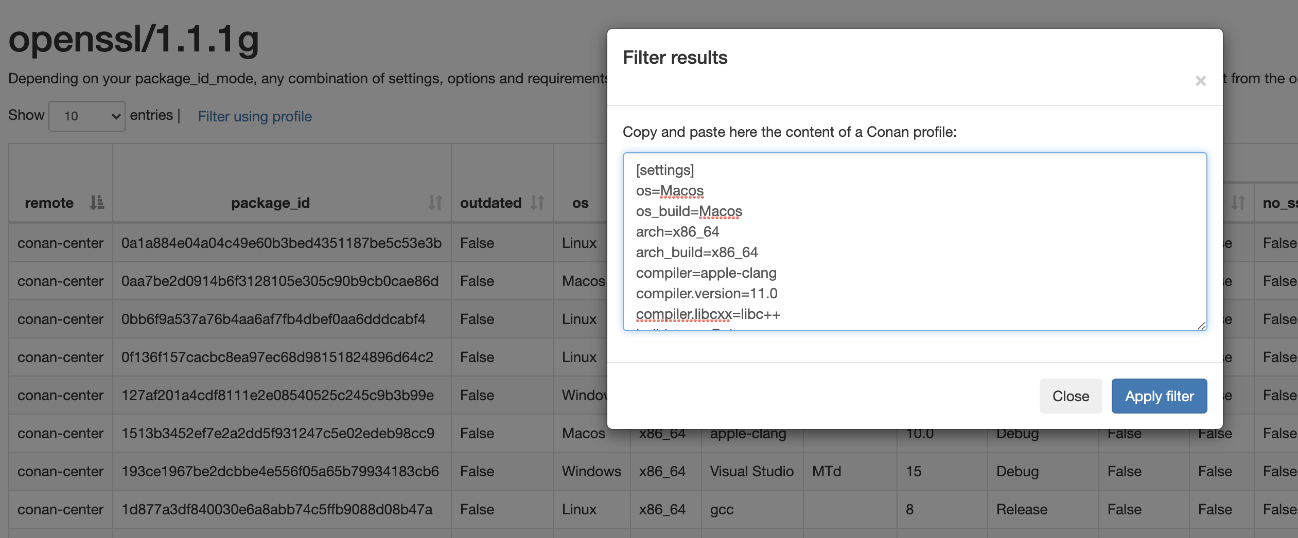 Filter by profile