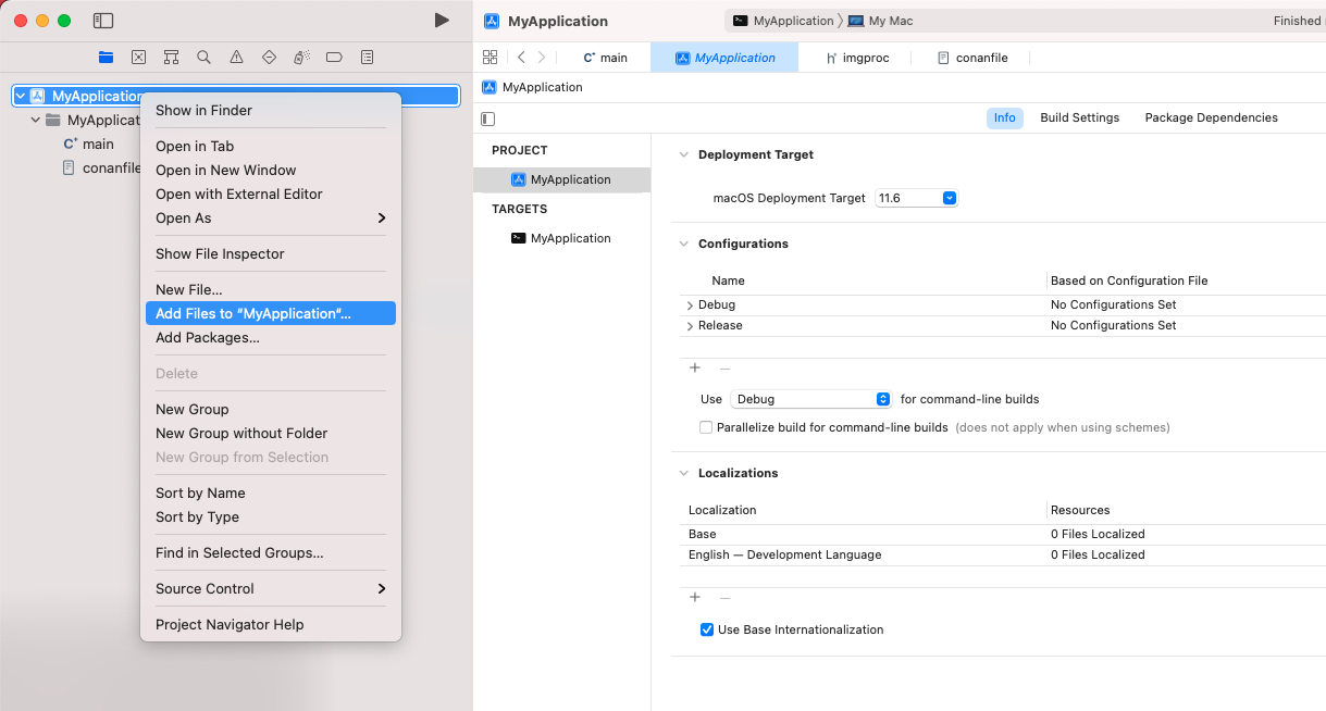 Project, Add files to...