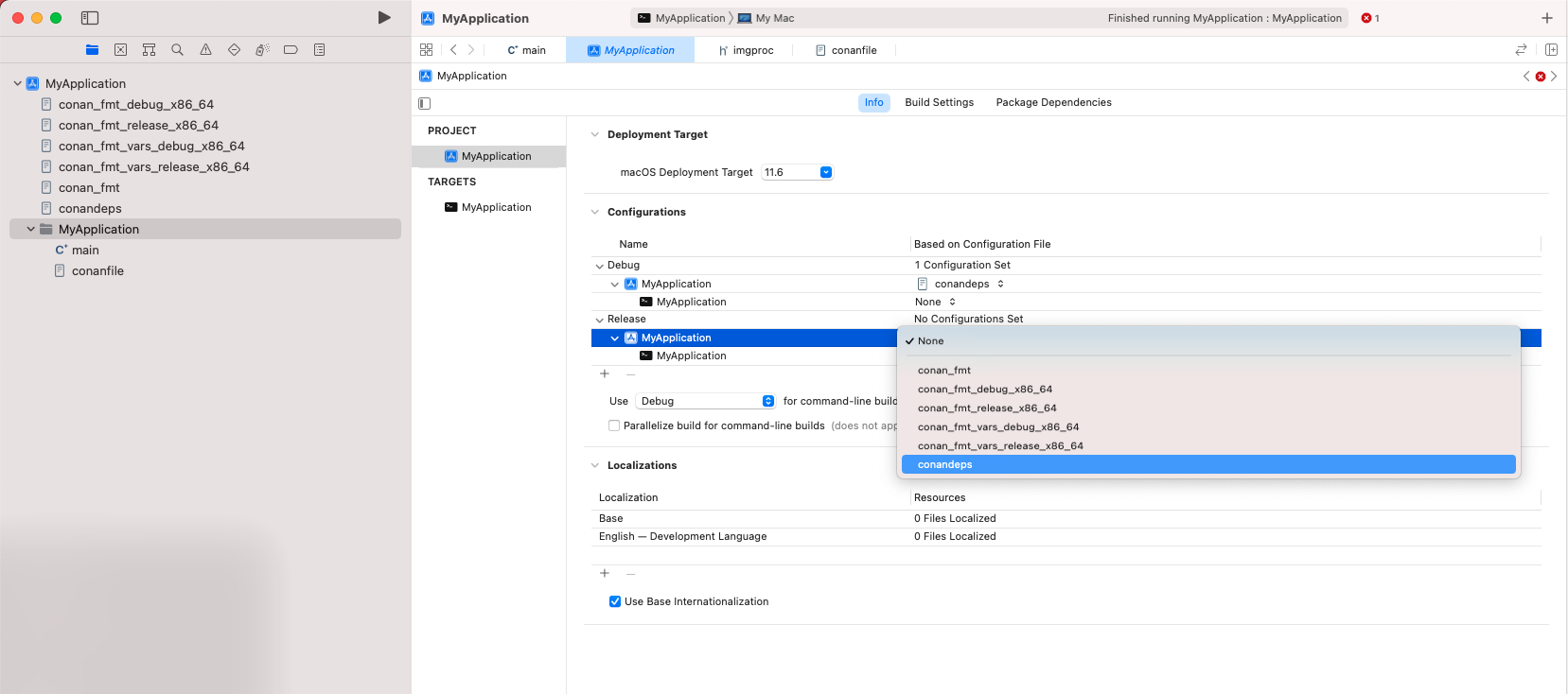 Set configuration files for Debug and Release