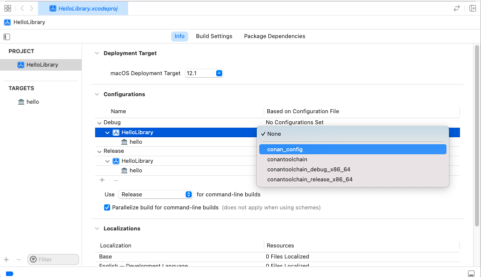 Set configuration files for Debug and Release