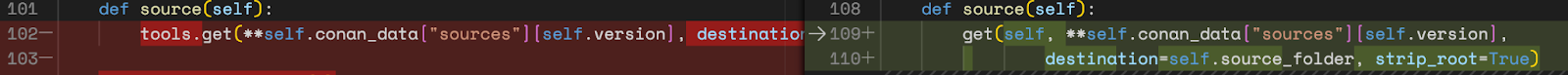 diff removing subfolder properties
